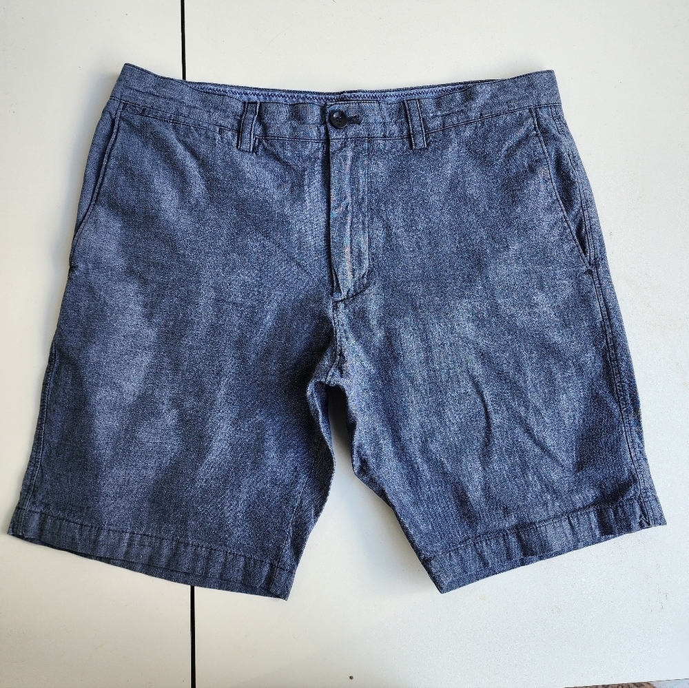Banana Republic Mens Aiden Short 9” Chino Cotton Blue Flat Front Sz 33
